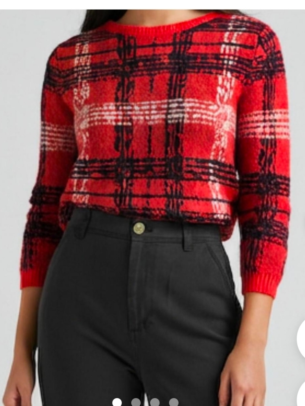 Ann Taylor Wool Red Plaid Sweater